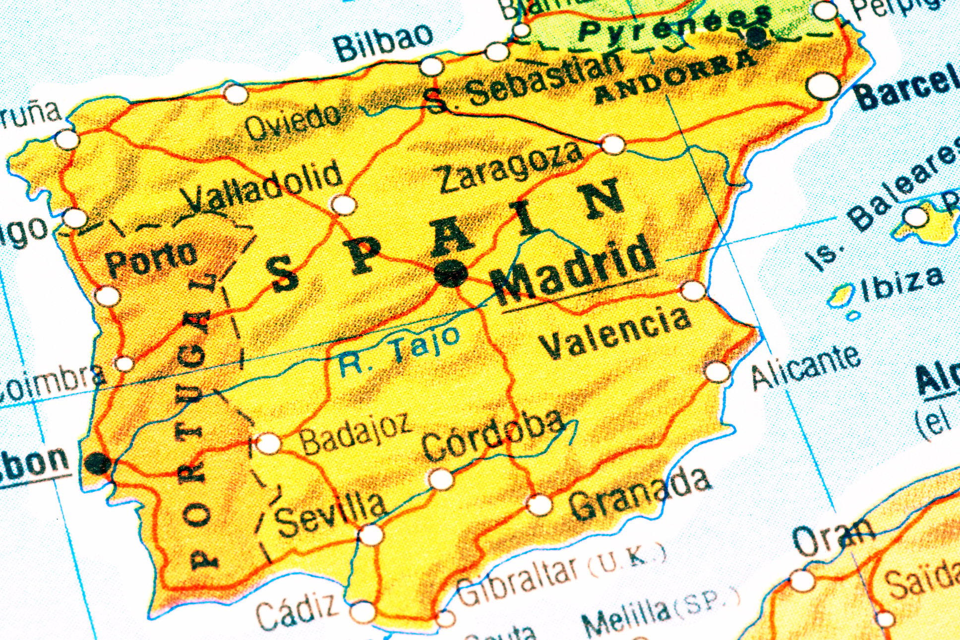 Spain on a map